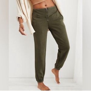 Aerie Womens Pants Joggers Corset Waist Sweatpants Sunwashed Green Size Large